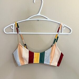 Striped Retro Color Bikini Top w Hook Back – Size XS EUC